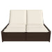 Ligbed 2-persoons met kussens poly rattan bruin