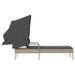 Ligbed met luifel poly rattan lichtgrijs