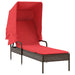 Ligstoel met luifel bruin poly rattan