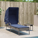 Ligstoel met Luifel grijs poly rattan