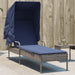 Ligstoel met Luifel grijs poly rattan