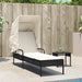 Ligbed met luifel en tafel poly rattan zwart