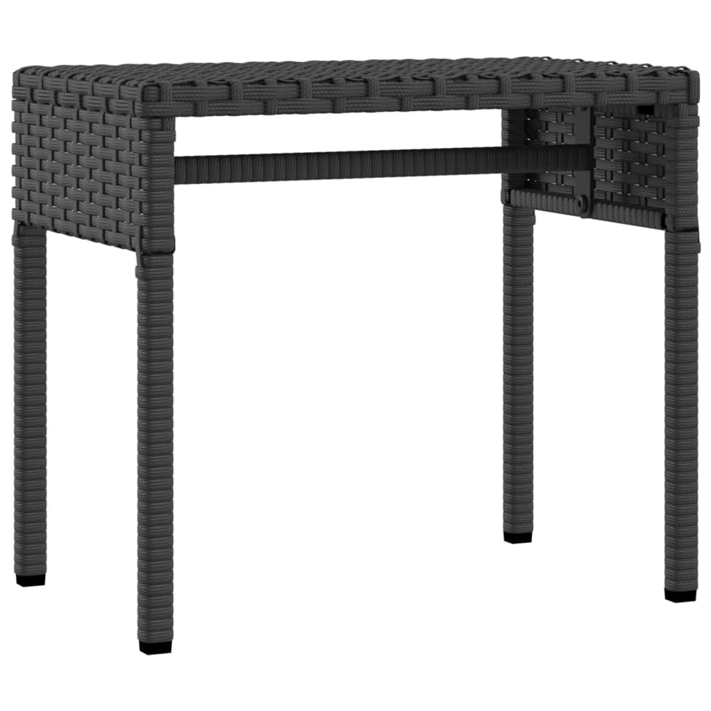 Ligbed met luifel en tafel poly rattan zwart