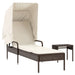 Ligbed met luifel en tafel poly rattan bruin