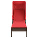 Ligstoel met luifel en tafel bruin poly rattan