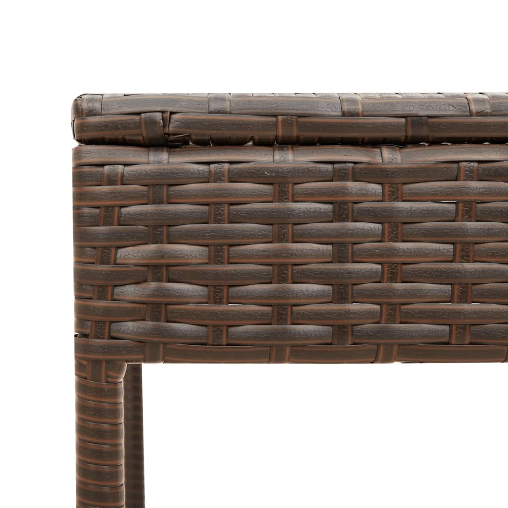 Ligstoel met luifel en tafel bruin poly rattan