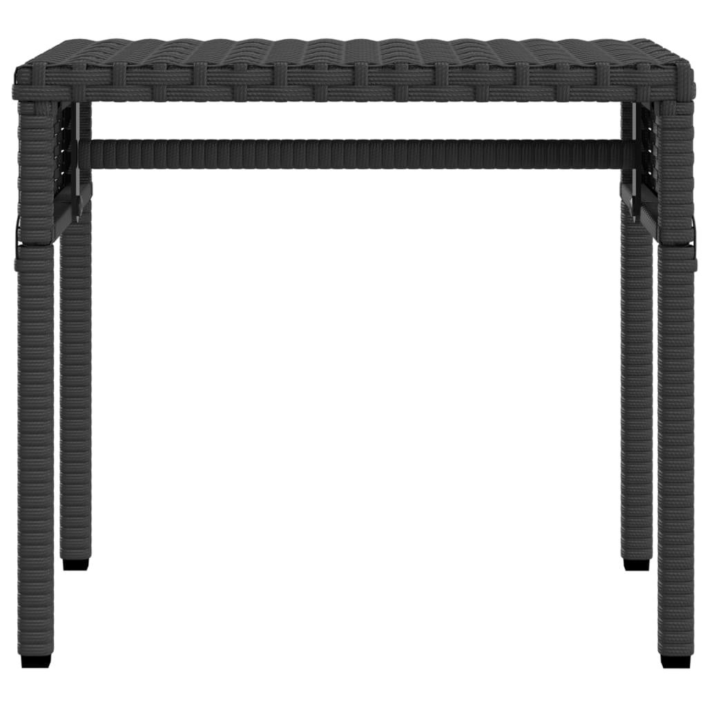 Ligstoel met luifel en tafel zwart poly rattan