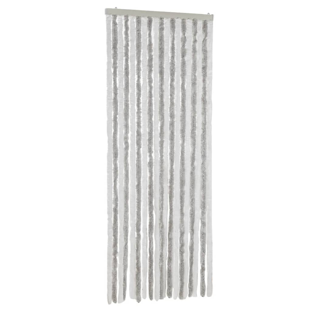Vliegengordijn 56x185 cm chenille lichtgrijs en wit