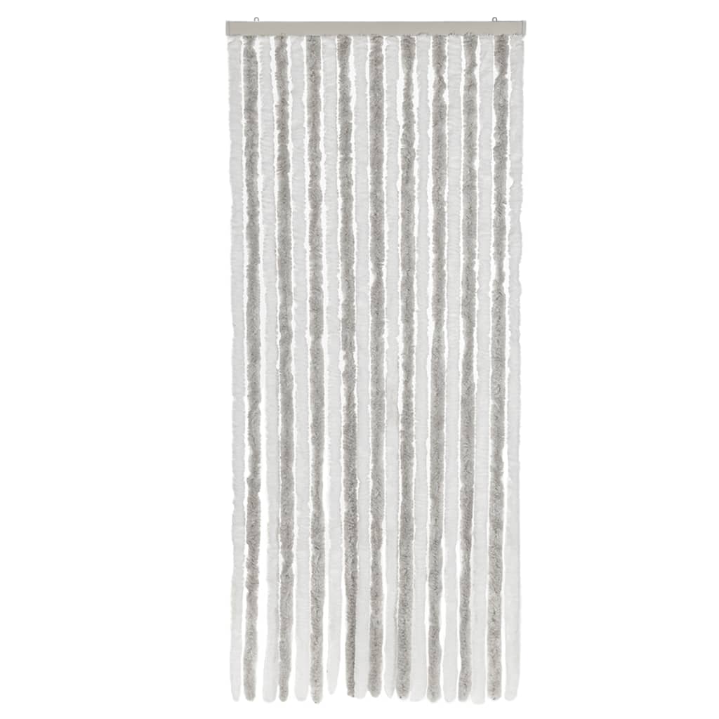 Vliegengordijn 56x185 cm chenille lichtgrijs en wit