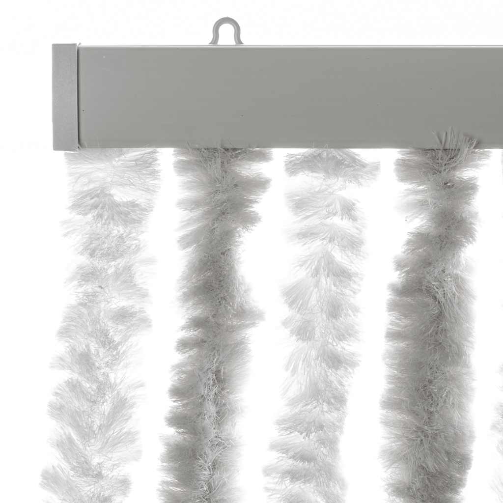 Vliegengordijn 56x185 cm chenille lichtgrijs en wit