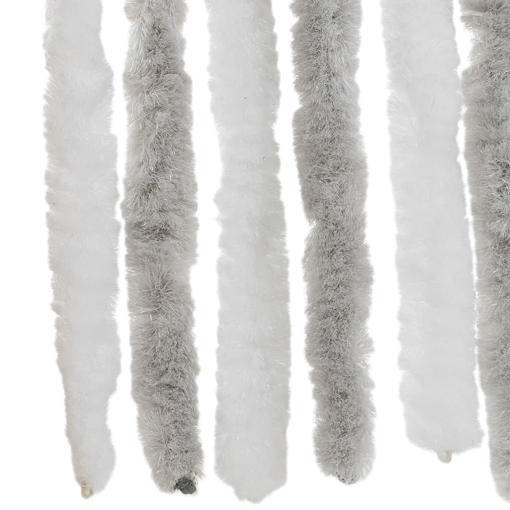 Vliegengordijn 56x185 cm chenille lichtgrijs en wit