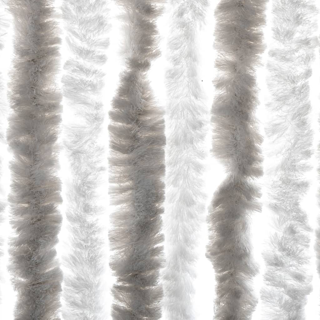 Vliegengordijn 56x200 cm chenille lichtgrijs en wit