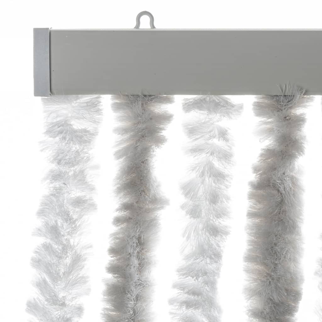 Vliegengordijn 90x200 cm chenille lichtgrijs en wit