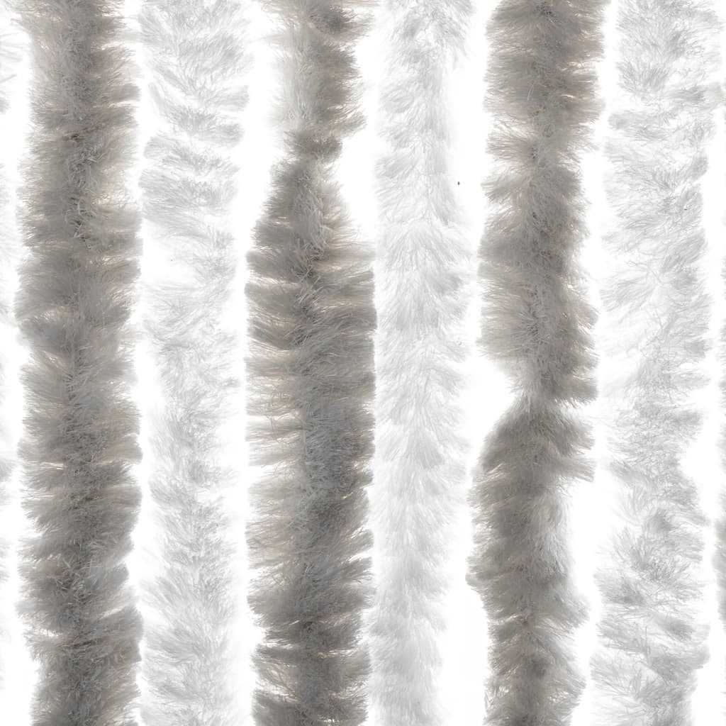Vliegengordijn 90x200 cm chenille lichtgrijs en wit