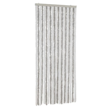 Vliegengordijn 90x220 cm chenille lichtgrijs en wit