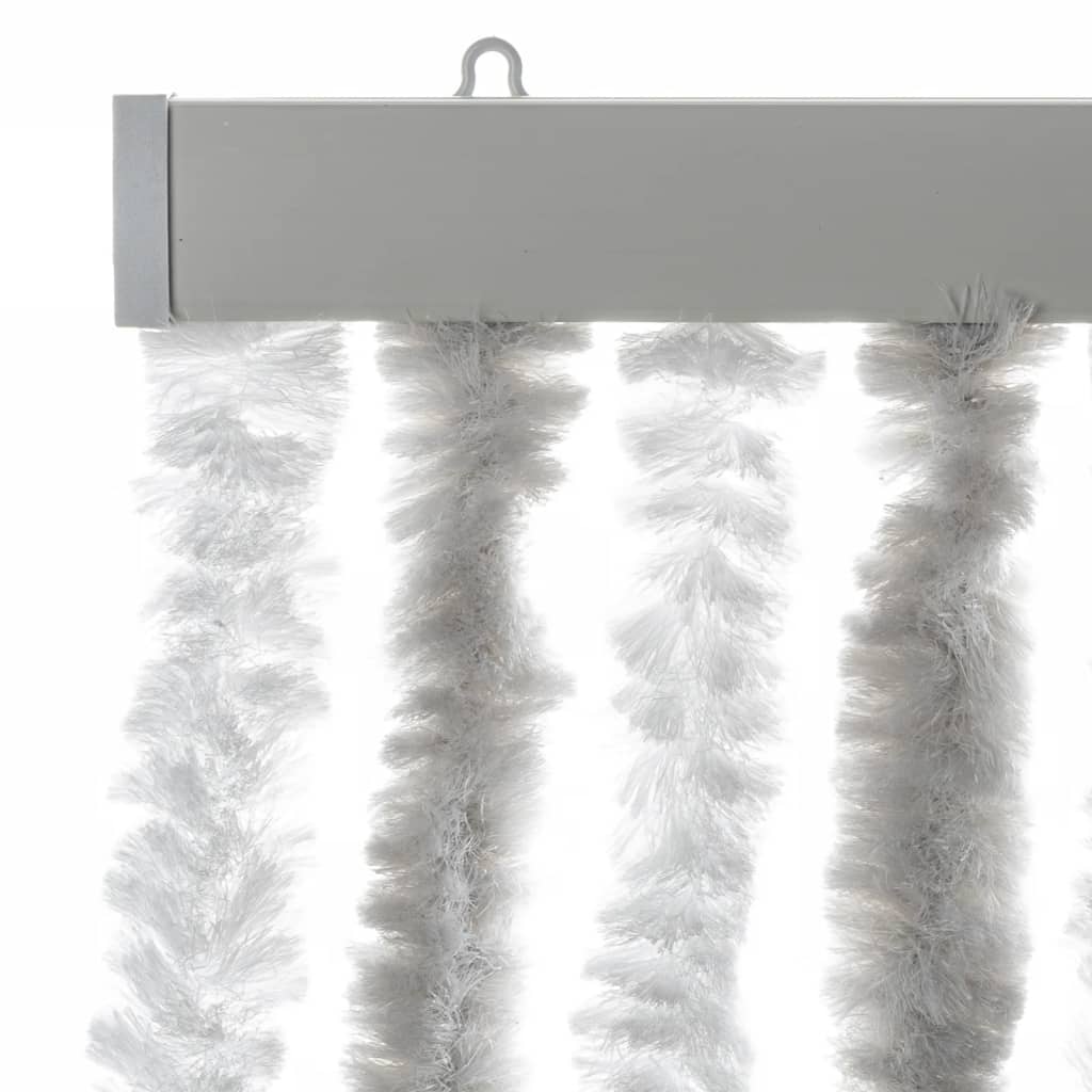Vliegengordijn 90x220 cm chenille lichtgrijs en wit
