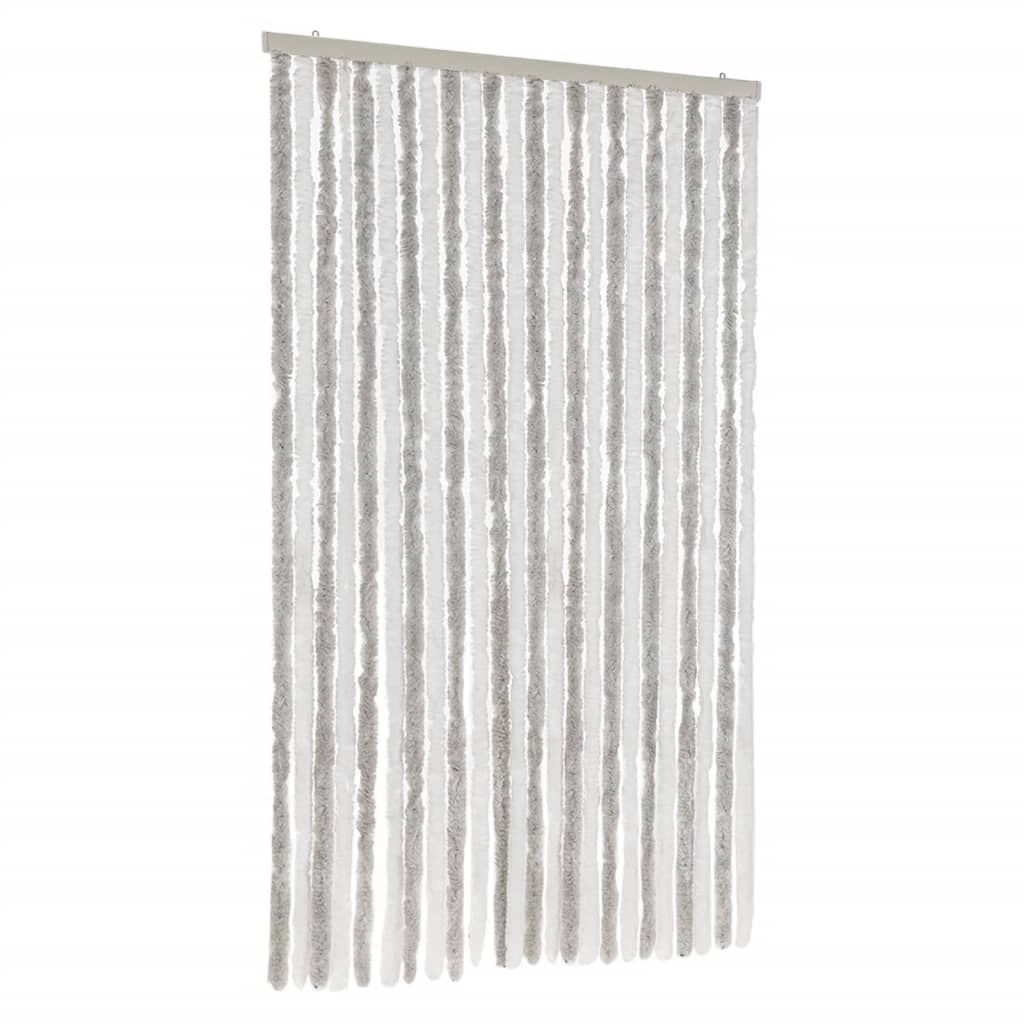 Vliegengordijn 100x200 cm chenille lichtgrijs en wit