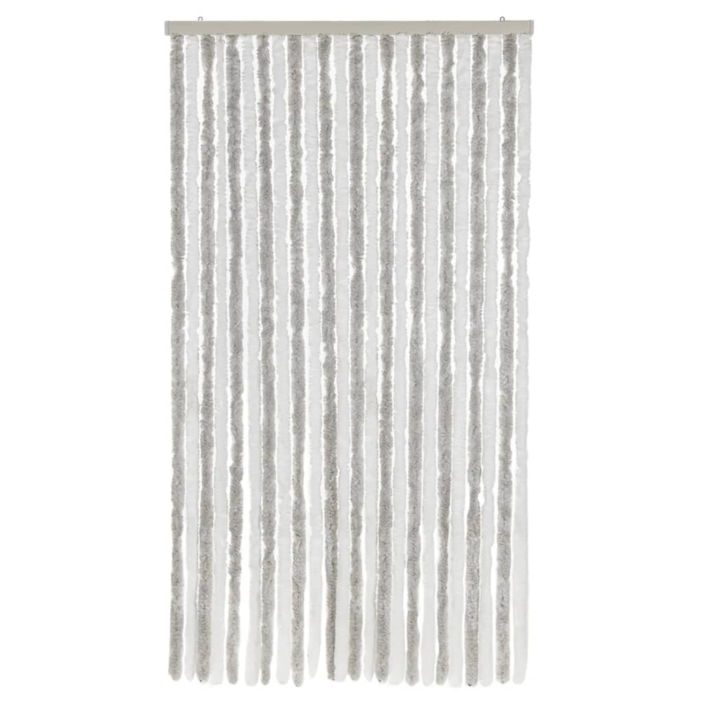 Vliegengordijn 100x200 cm chenille lichtgrijs en wit