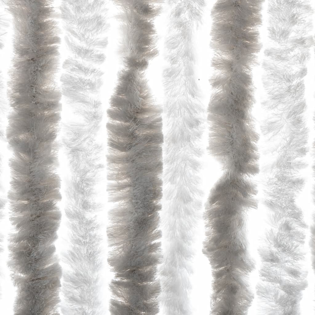 Vliegengordijn 100x200 cm chenille lichtgrijs en wit