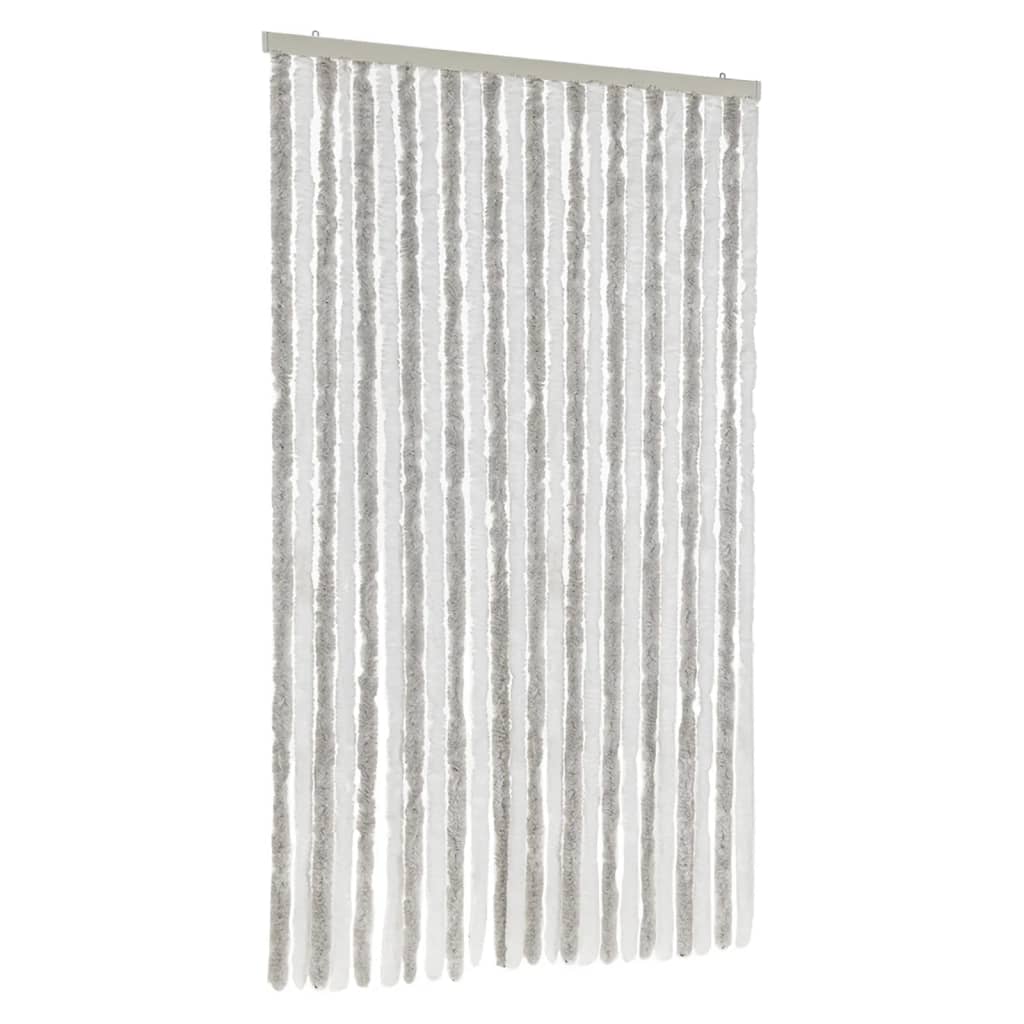 Vliegengordijn 100x220 cm chenille lichtgrijs en wit