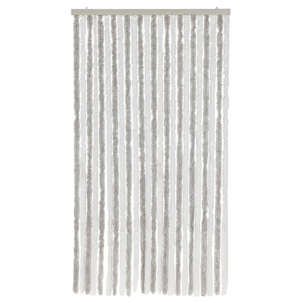 Vliegengordijn 100x220 cm chenille lichtgrijs en wit
