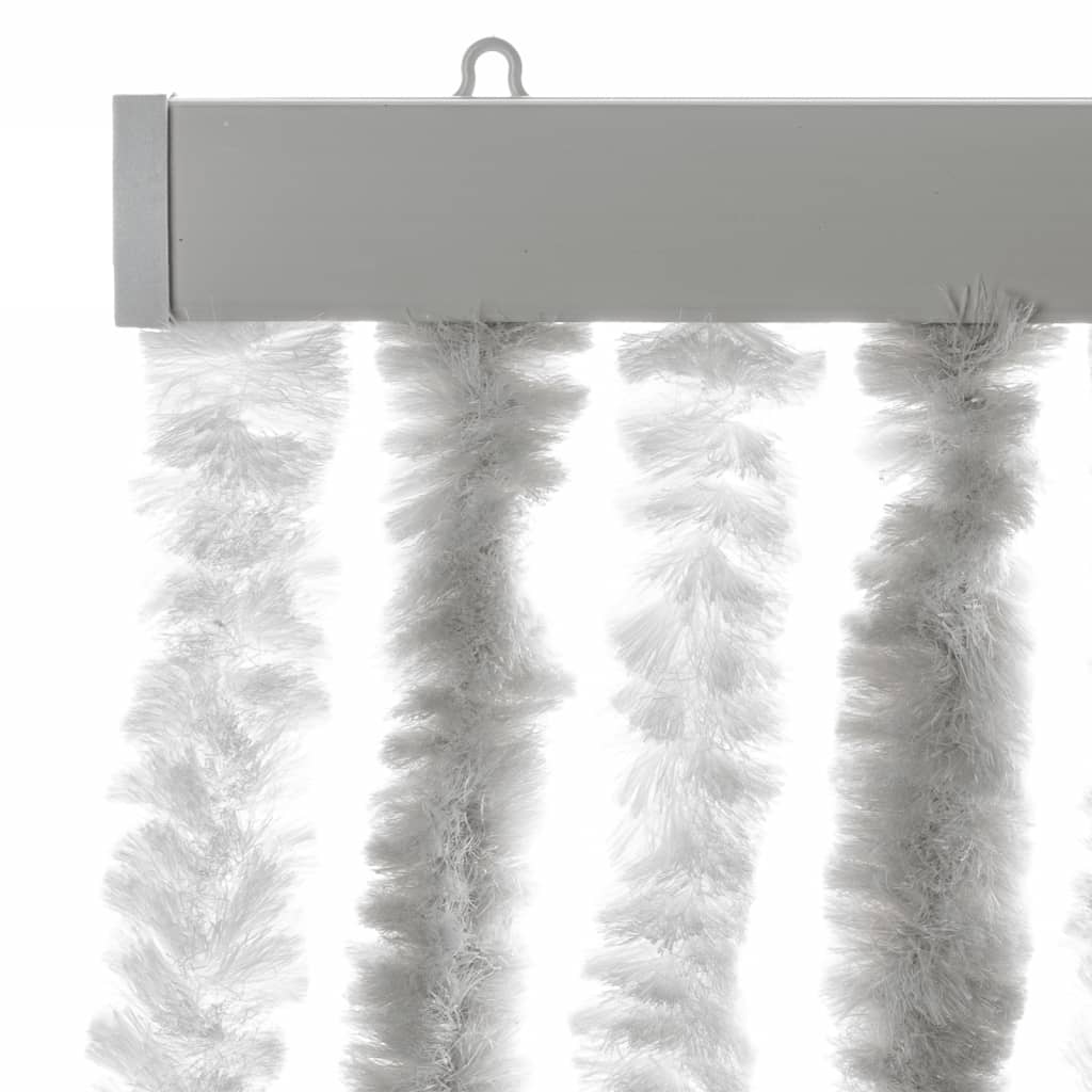 Vliegengordijn 100x220 cm chenille lichtgrijs en wit