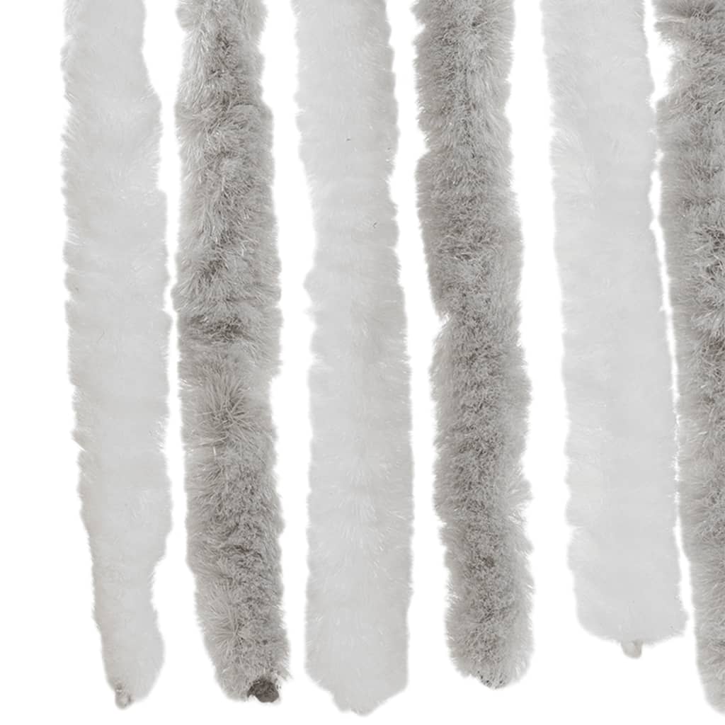 Vliegengordijn 100x220 cm chenille lichtgrijs en wit