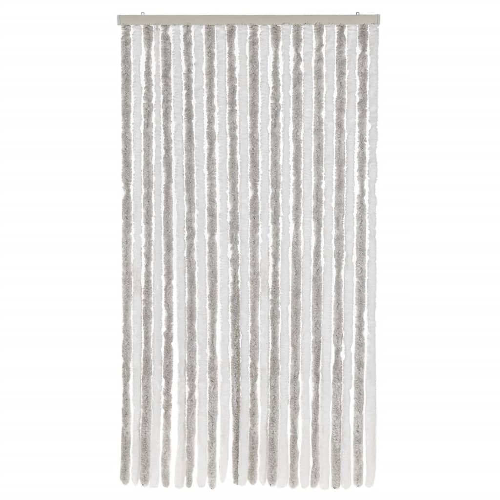 Vliegengordijn 100x230 cm chenille lichtgrijs en wit