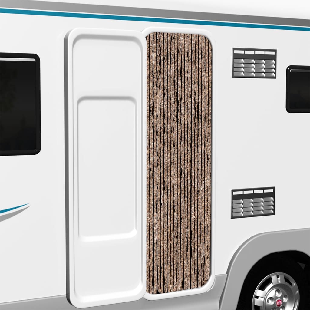 Vliegengordijn 56x185 cm chenille beige en donkerbruin