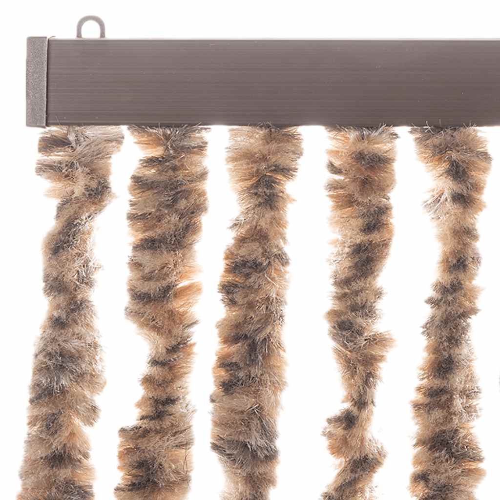 Vliegengordijn 56x200 cm chenille beige en donkerbruin