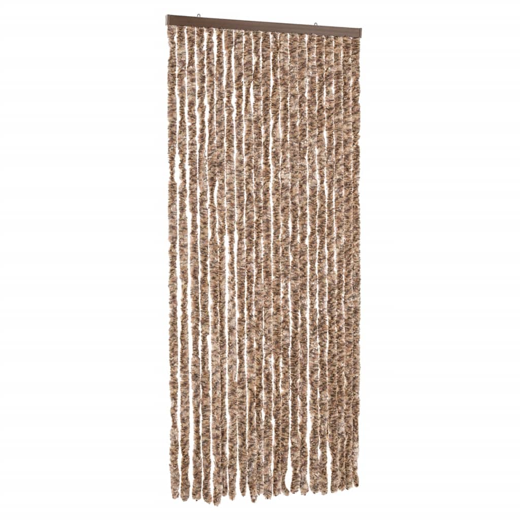 Vliegengordijn 90x220 cm chenille beige en donkerbruin