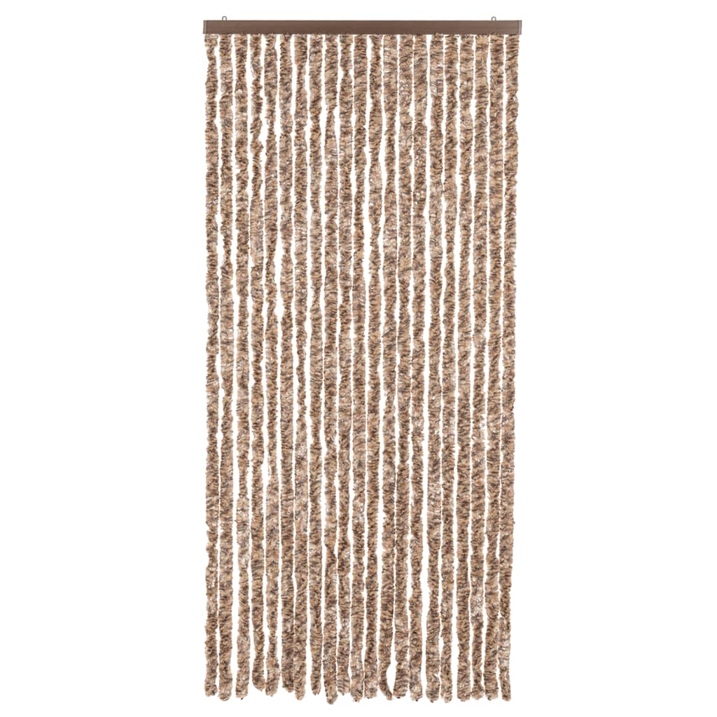 Vliegengordijn 90x220 cm chenille beige en donkerbruin