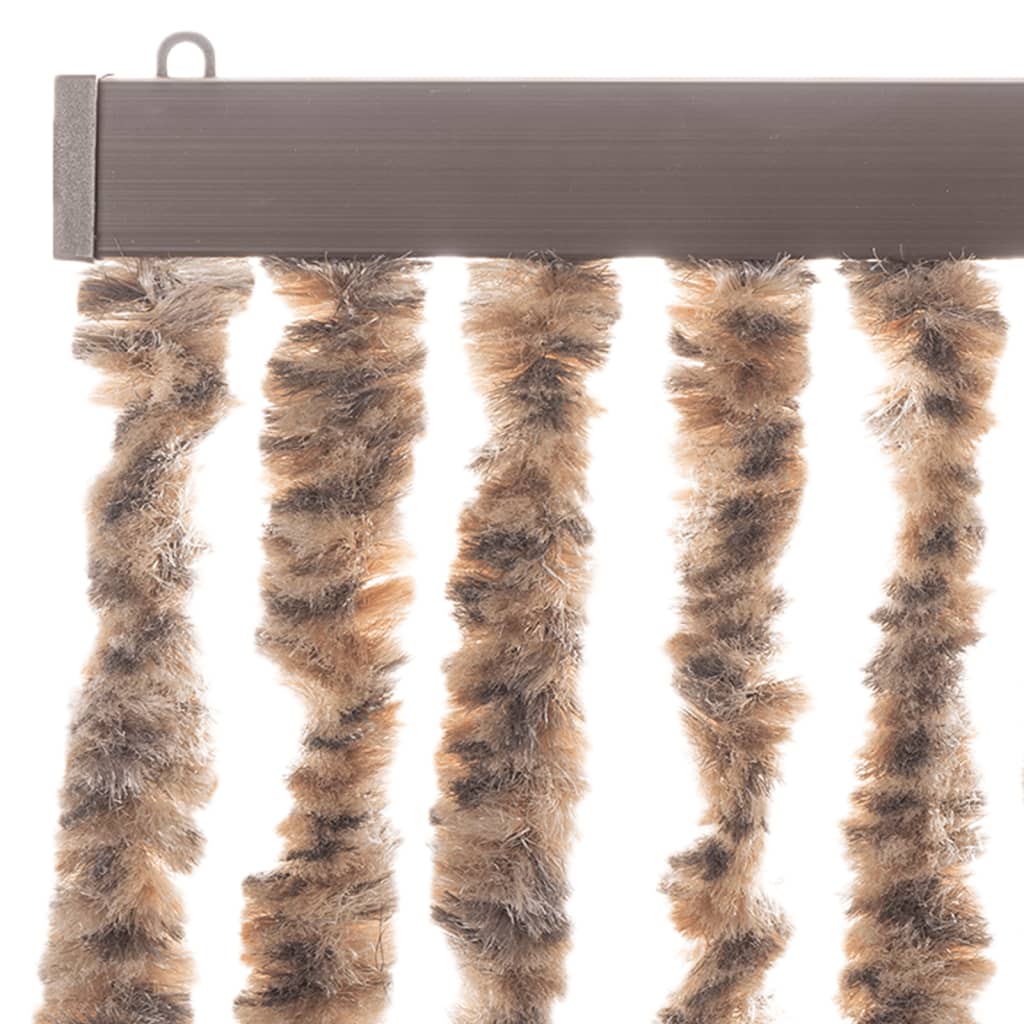 Vliegengordijn 100x230 cm chenille beige en donkerbruin