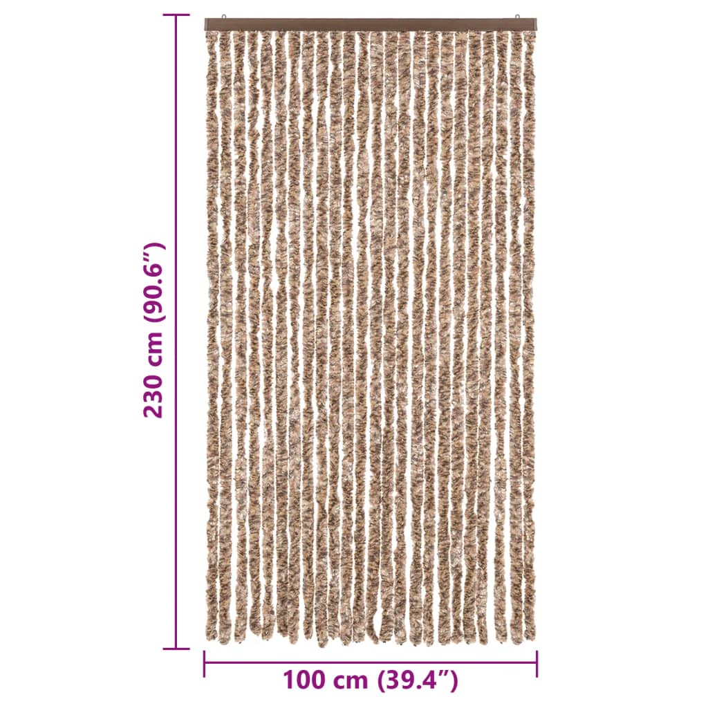 Vliegengordijn 100x230 cm chenille beige en donkerbruin
