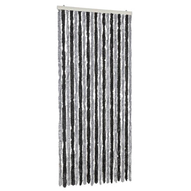 Vliegengordijn 56x185 cm chenille grijs en zwart