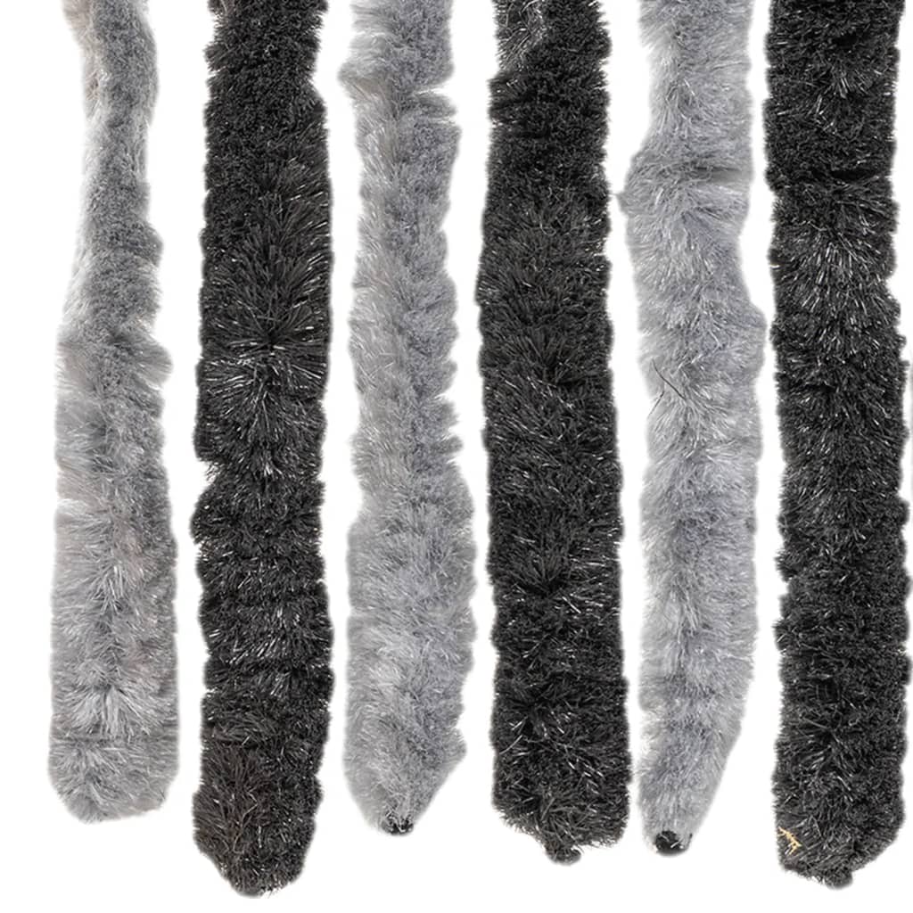 Vliegengordijn 56x185 cm chenille grijs en zwart