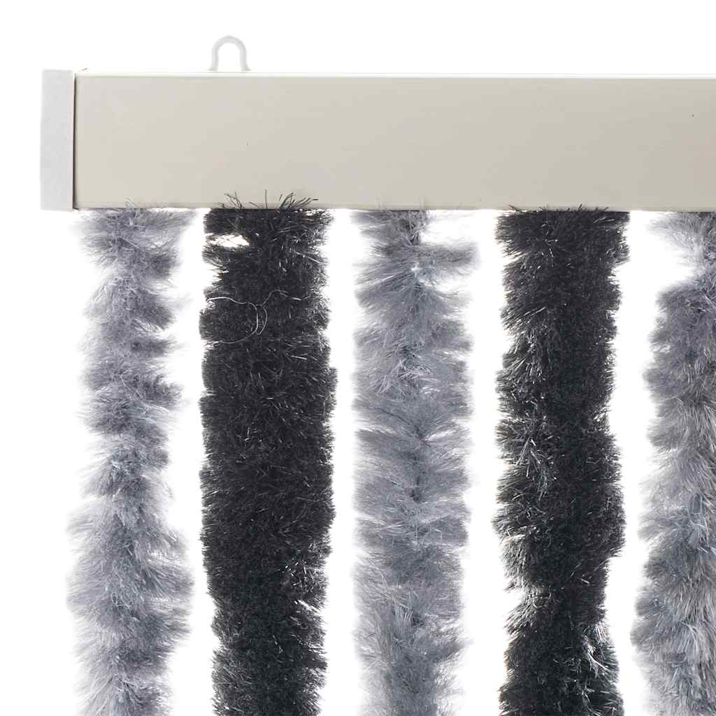 Vliegengordijn 56x200 cm chenille grijs en zwart