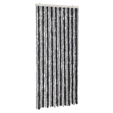 Vliegengordijn 90x200 cm chenille grijs en zwart