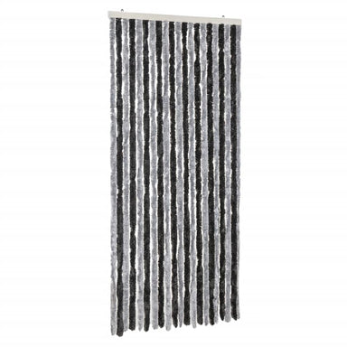 Vliegengordijn 90x220 cm chenille grijs en zwart