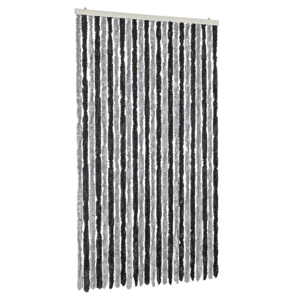 Vliegengordijn 100x200 cm chenille grijs en zwart
