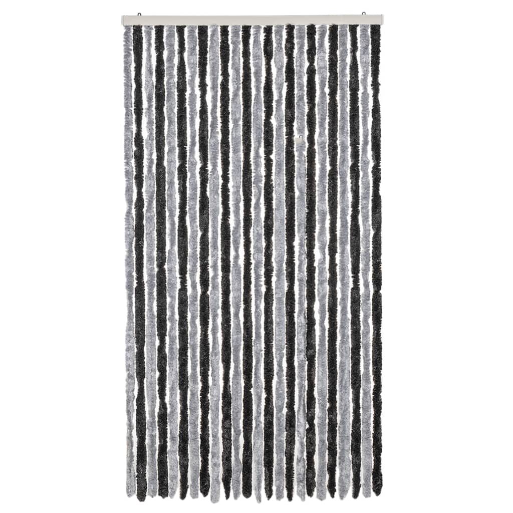 Vliegengordijn 100x200 cm chenille grijs en zwart