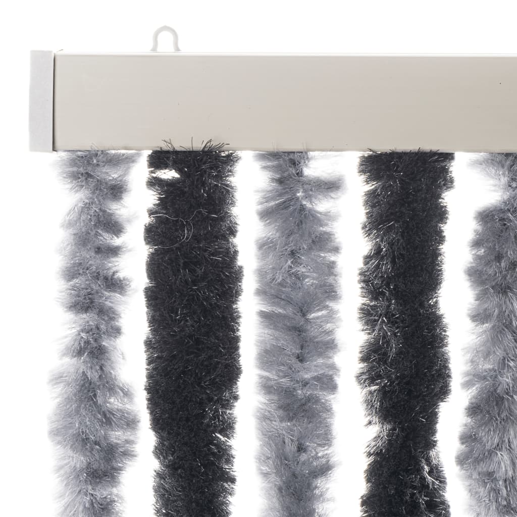 Vliegengordijn 100x200 cm chenille grijs en zwart