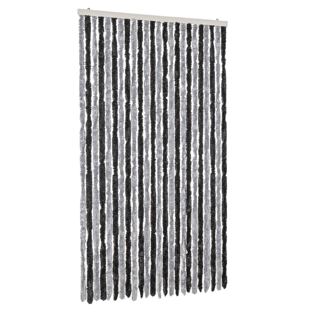 Vliegengordijn 100x220 cm chenille grijs en zwart