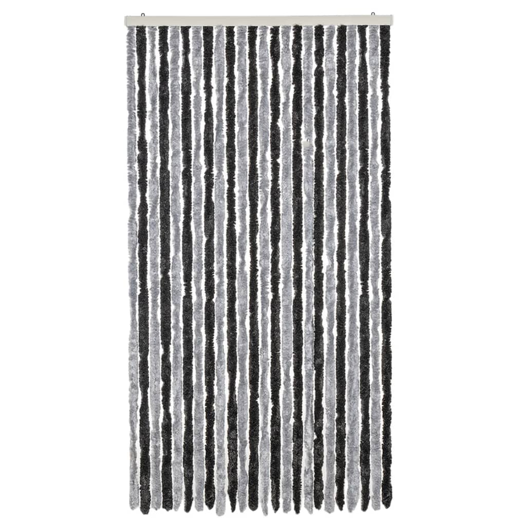 Vliegengordijn 100x220 cm chenille grijs en zwart