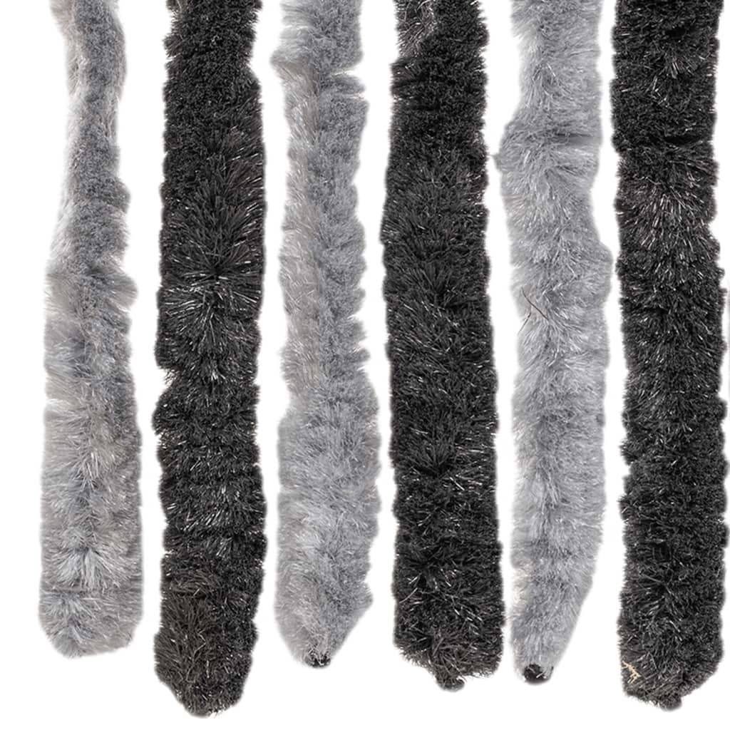 Vliegengordijn 100x220 cm chenille grijs en zwart