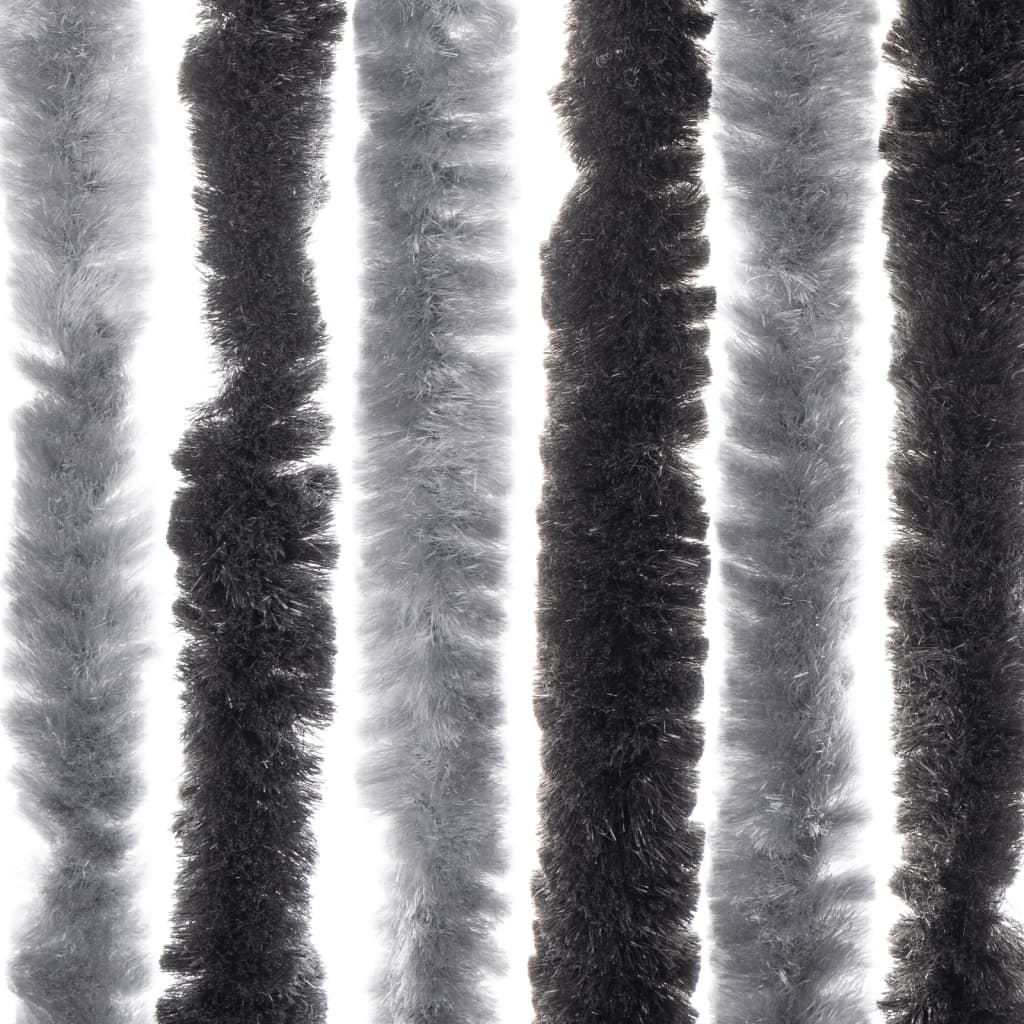 Vliegengordijn 100x220 cm chenille grijs en zwart