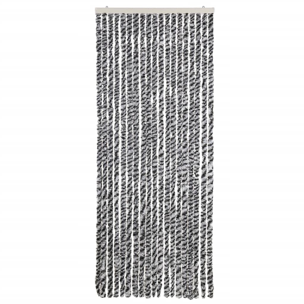 Vliegengordijn 56x200 cm chenille grijs en zwart-wit