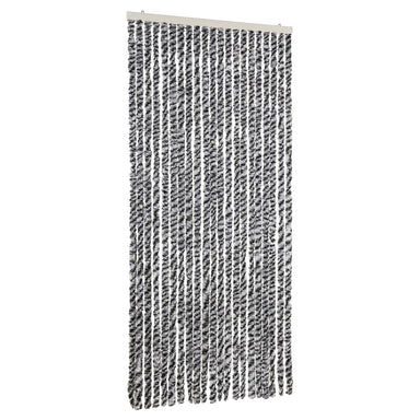 Vliegengordijn 90x200 cm chenille grijs en zwart-wit