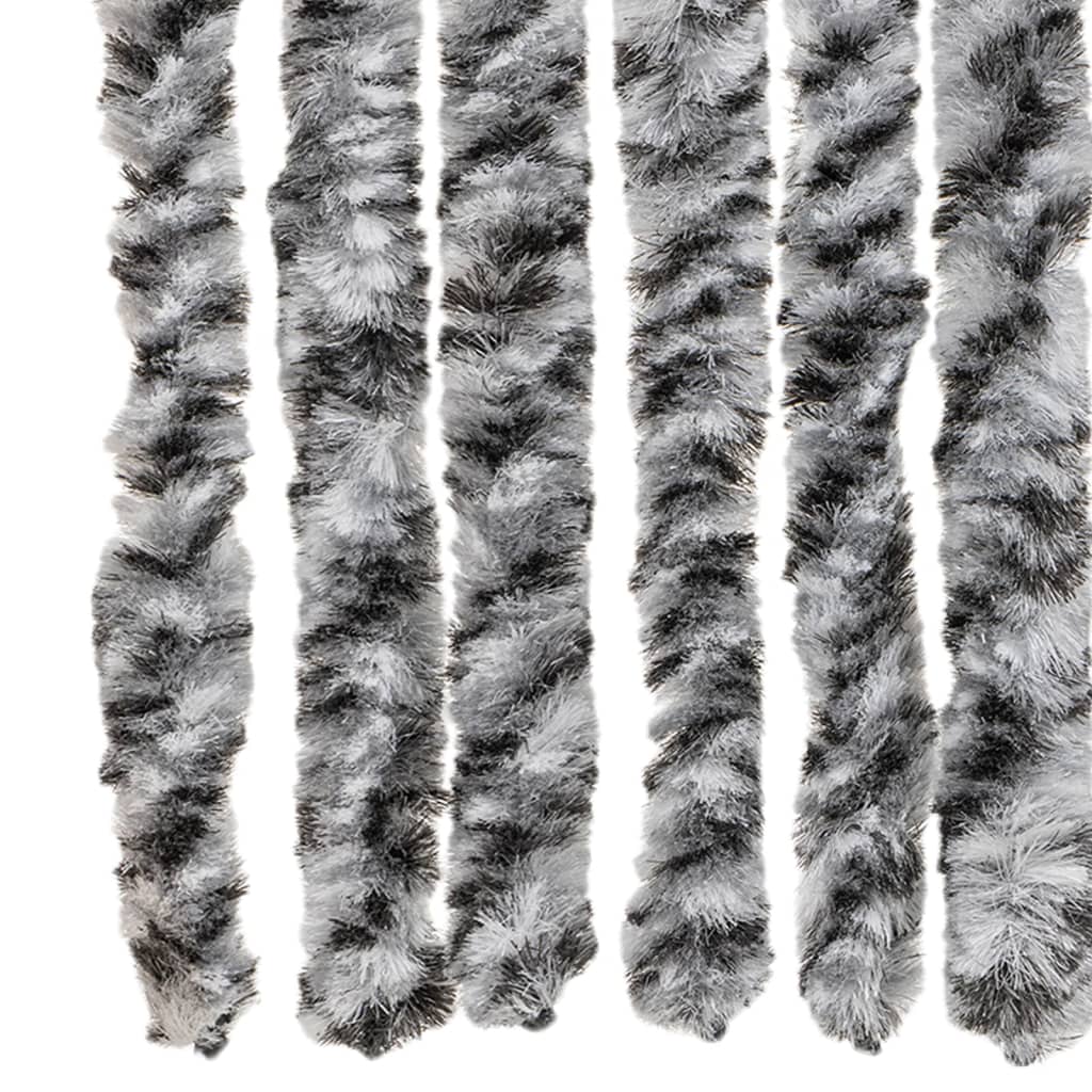 Vliegengordijn 90x200 cm chenille grijs en zwart-wit