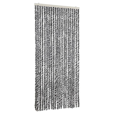 Vliegengordijn 90x220 cm chenille grijs en zwart-wit